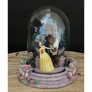 Vtg 90s Disney Store Beauty And The Beast Castle Maurice Dome Figure Bell Jar